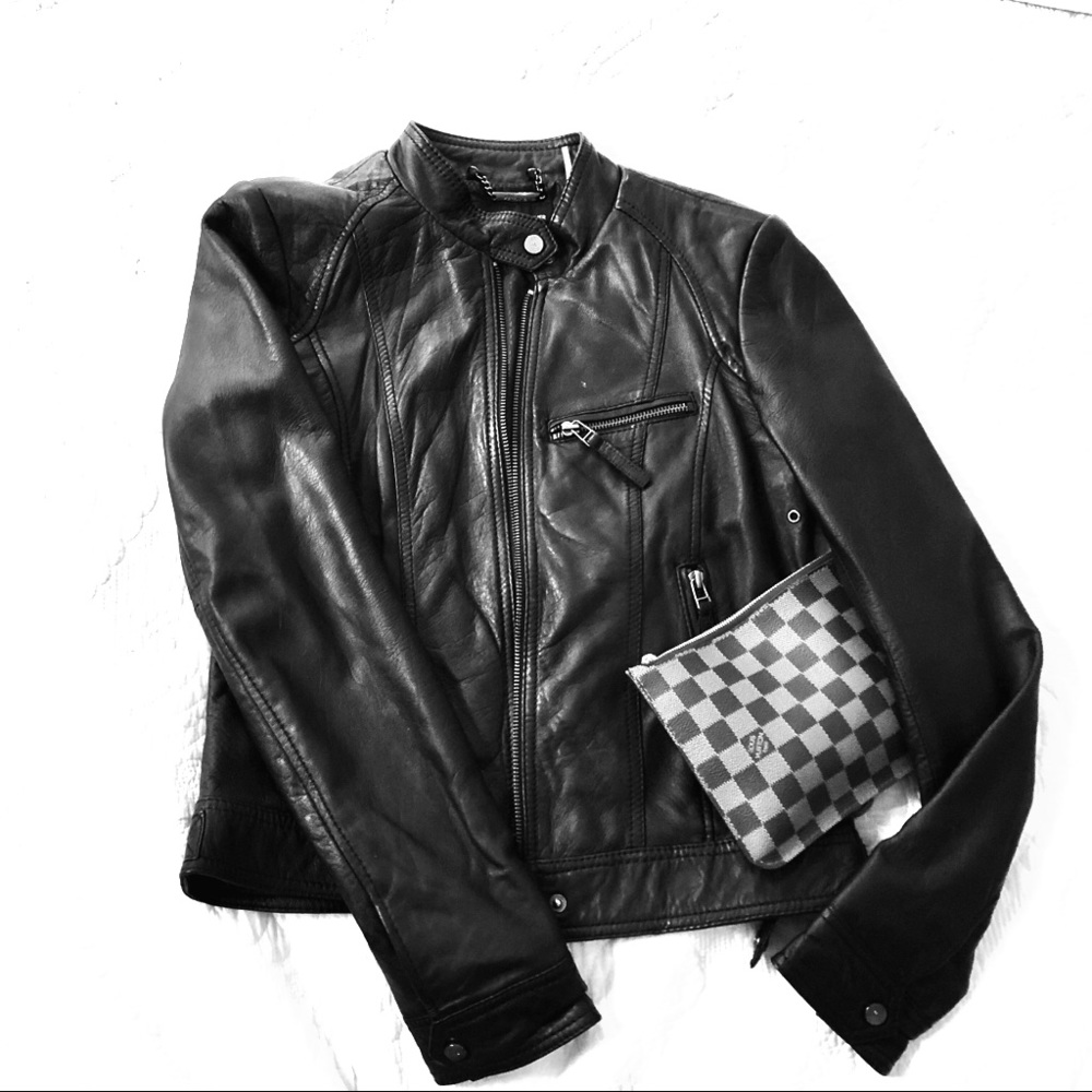 Genuine Leather Moto Jacket- Small